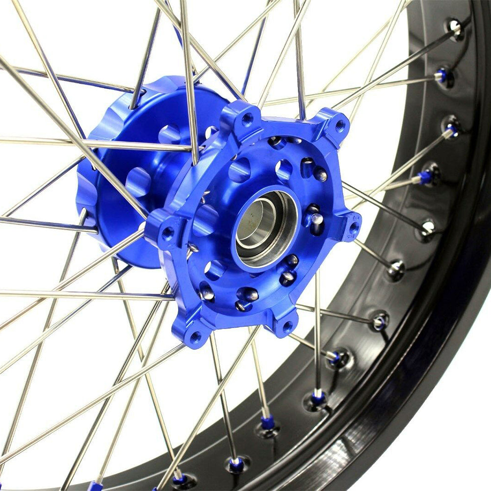 KKE 3.5 & 4.25 Supemrot Wheels Rims for Yamaha YZ125 YZ250 YZ250F YZ450F YZ250X Blue Nipples