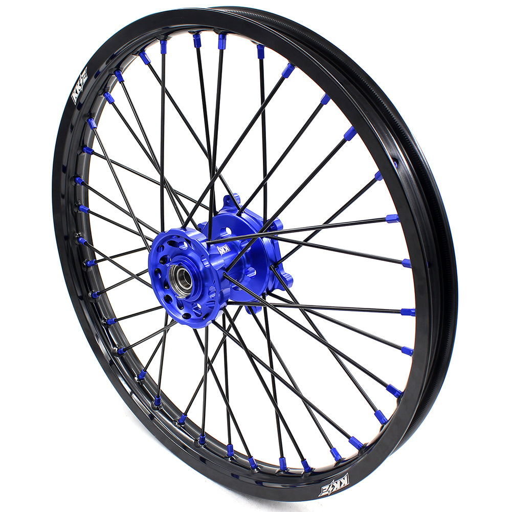 KKE 21 & 18 Inch Enduro Wheels Set for SUZUKI DRZ400 00-04 DRZ400E 00-07 DRZ400S 00-18 Blue Nipple Black Spoke Discs - KKE Racing