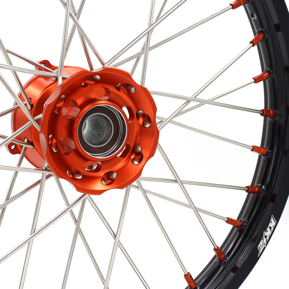 KKE 17/14 KID'S SMALL WHEELS RIMS SET FIT KTM85 SX 2003-2018 MINI BIKE ORANGE CNC HUB AND NIPPLE - KKE Racing