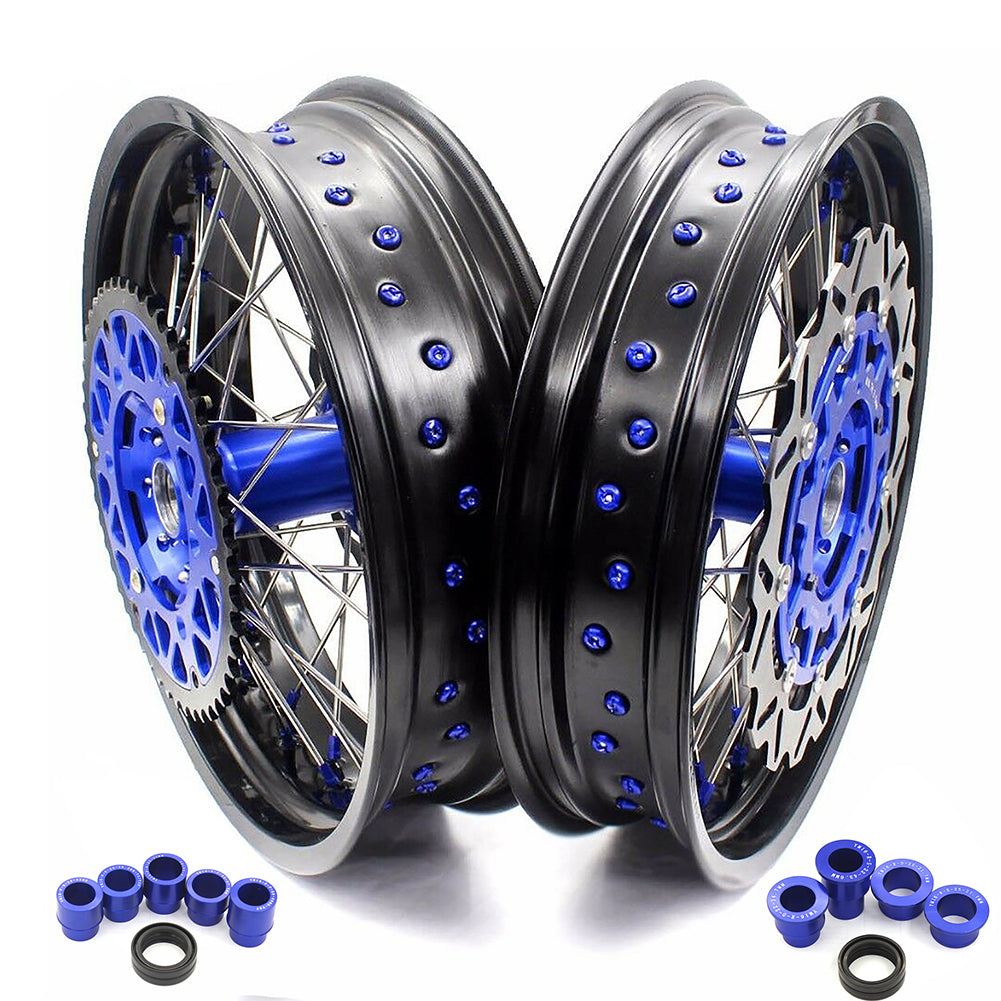 KKE 3.5 & 4.25 Supemrot Wheels Rims for Yamaha YZ125 YZ250 YZ250F YZ450F YZ250X Blue Nipples