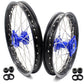 KKE 19/16 KID'S WHEELS RIMS SET FOR KAWASAKI KX80 1993-2000 KX85 2001-2015 BLUE CNC HUBS BLACK ALUMINUM RIMS - KKE Racing