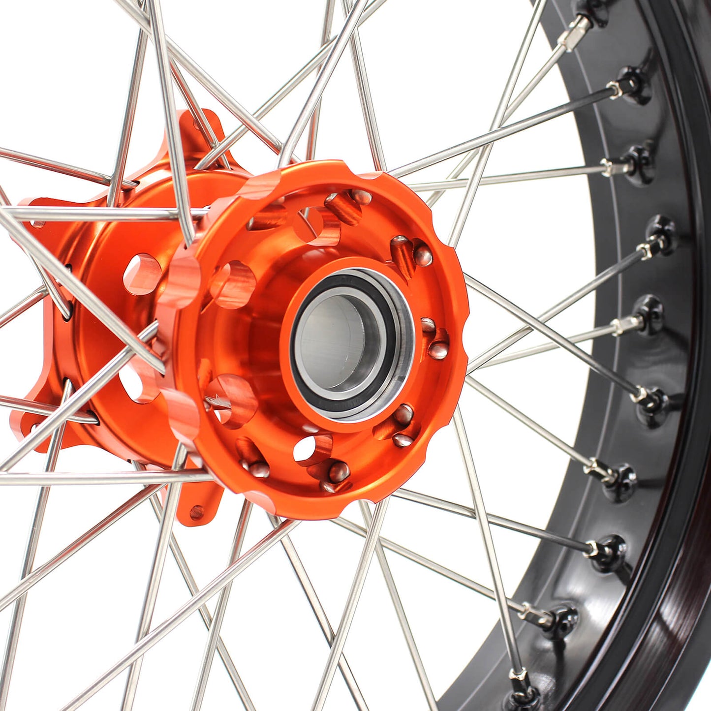 3.5*17/4.5*17 KTM SPOKED CUSH DRIVE WHEELS SET FOR KTM 625 SMC 640 LC4 660 SMC ORANGE HUB - KKE Racing