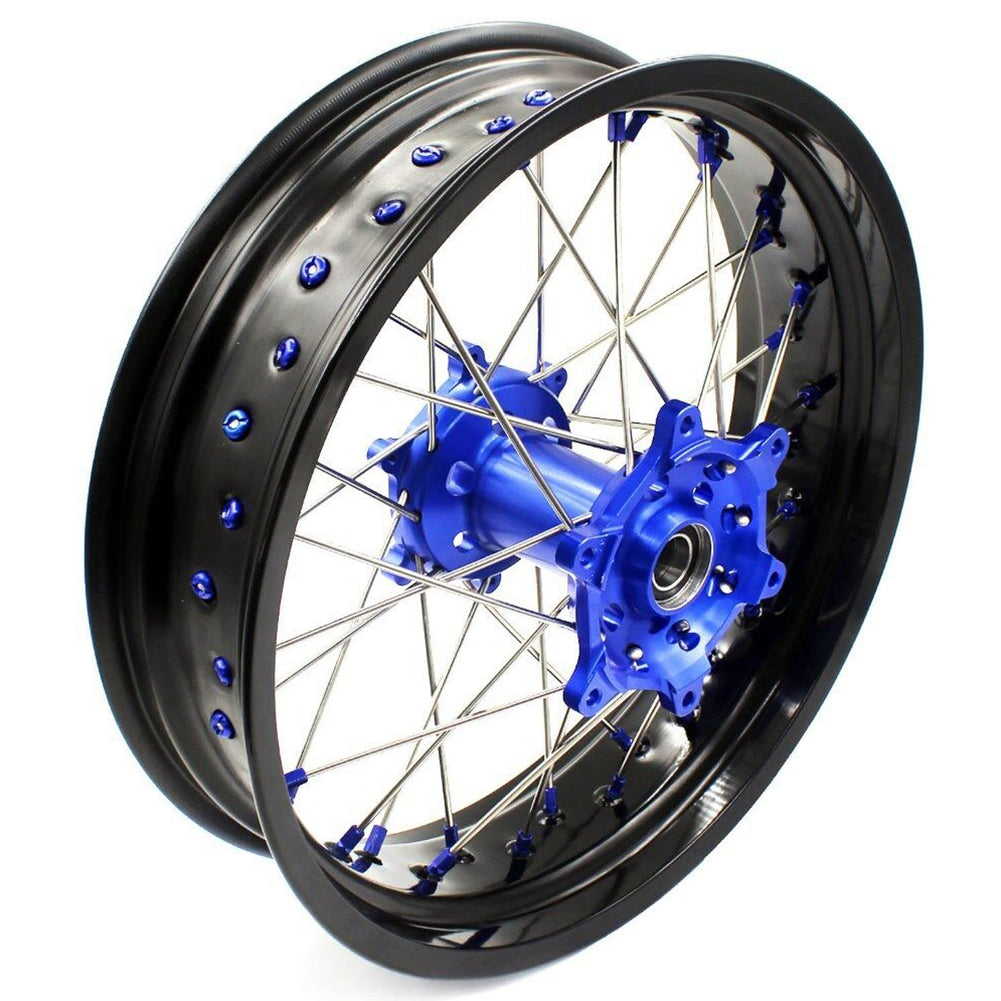 KKE 3.5 & 4.25 Supemrot Wheels Rims for Yamaha YZ125 YZ250 YZ250F YZ450F YZ250X Blue Nipples