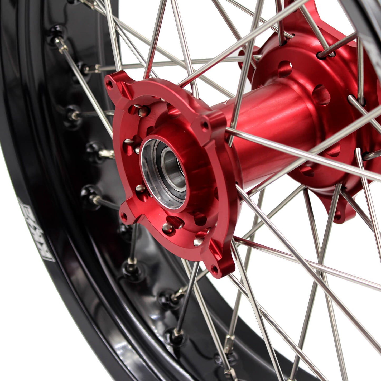 KKE 3.5/4.25 SUPERMOTO WHEELS SET FOR HONDA CRF250R 2004-2013 CRF450R 2002-2012 RED HUB - KKE Racing
