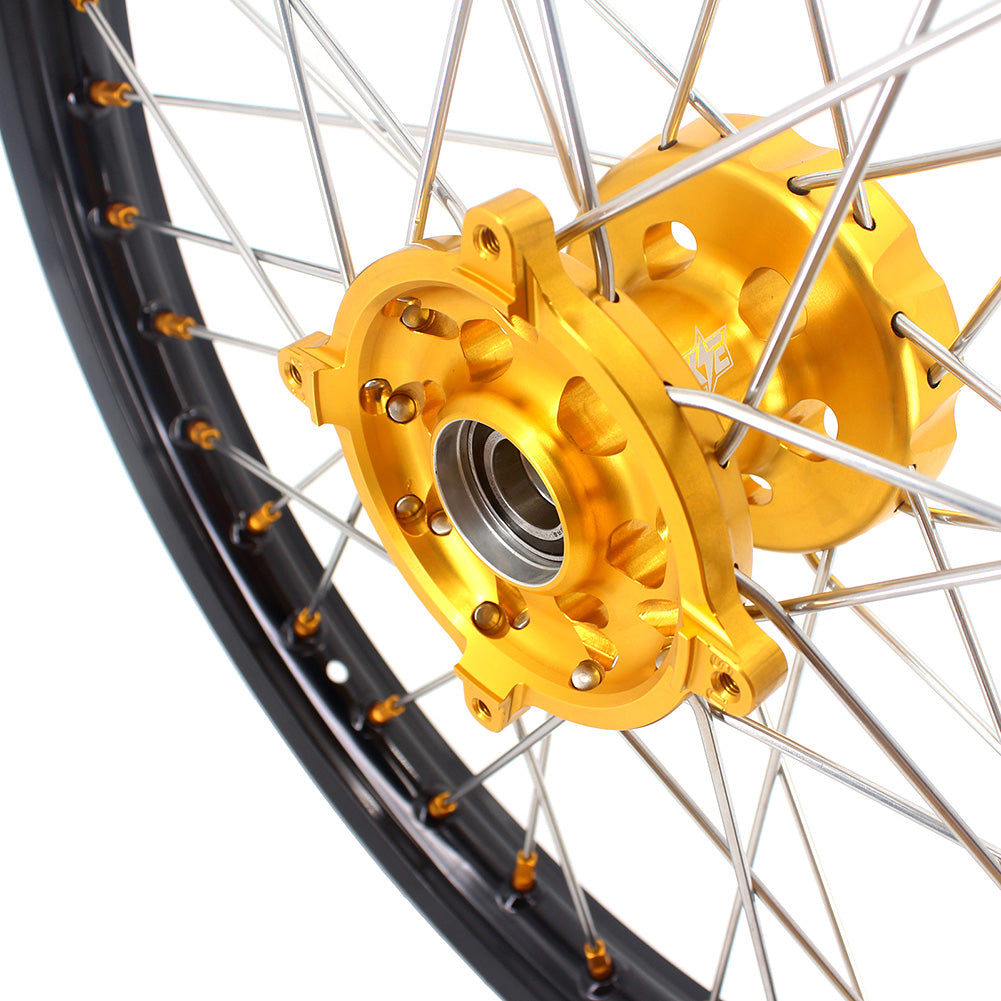 KKE 21 & 19 MX Rims for Suzuki RMZ250 2007-2024 RMZ450 2005-2024 Gold Nipple