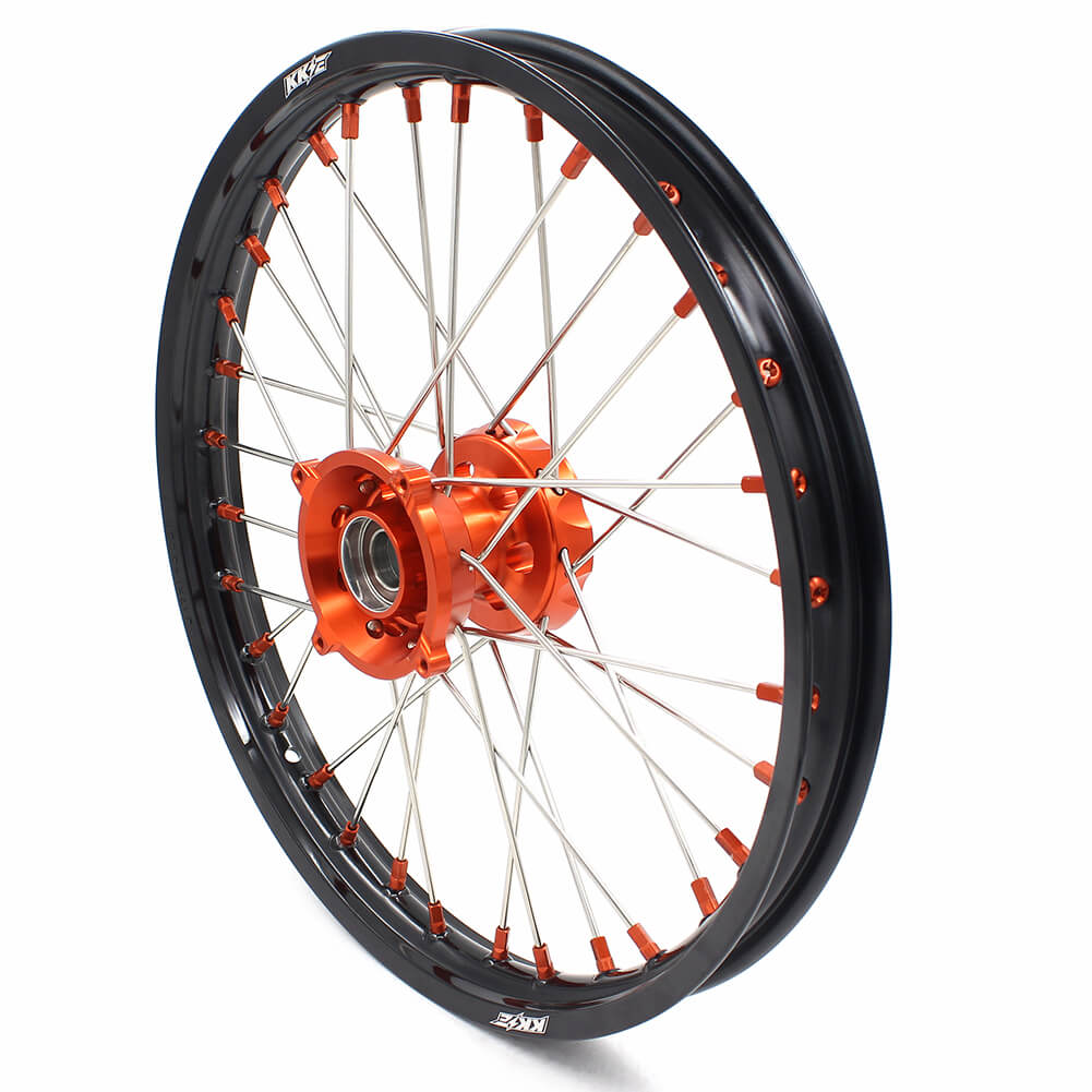 KKE 17/14 KID'S SMALL WHEELS RIMS SET FIT KTM85 SX 2003-2018 MINI BIKE ORANGE CNC HUB AND NIPPLE - KKE Racing
