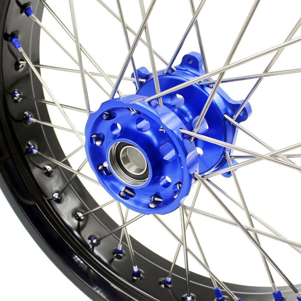 KKE 3.5 & 4.25 Supemrot Wheels Rims for Yamaha YZ125 YZ250 YZ250F YZ450F YZ250X Blue Nipples