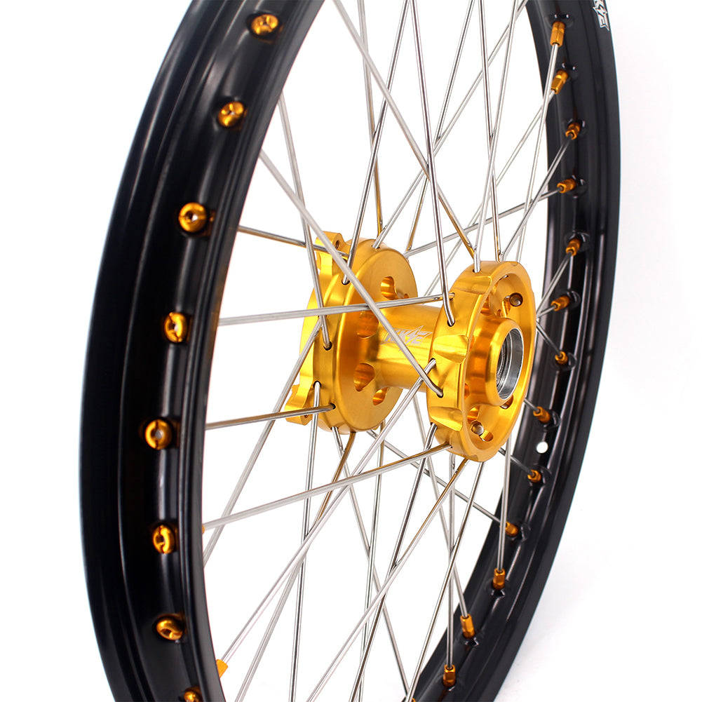 KKE 21 & 19 MX Rims for Suzuki RMZ250 2007-2024 RMZ450 2005-2024 Gold Nipple