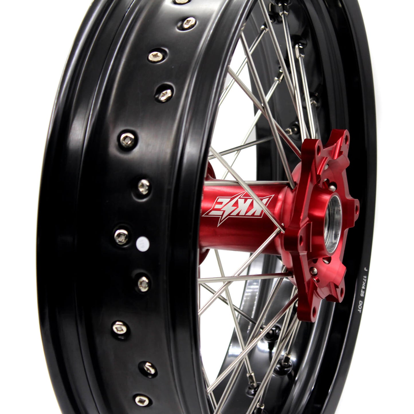 KKE 3.5/4.25 SUPERMOTO WHEELS SET FOR HONDA CRF250R 2004-2013 CRF450R 2002-2012 RED HUB - KKE Racing