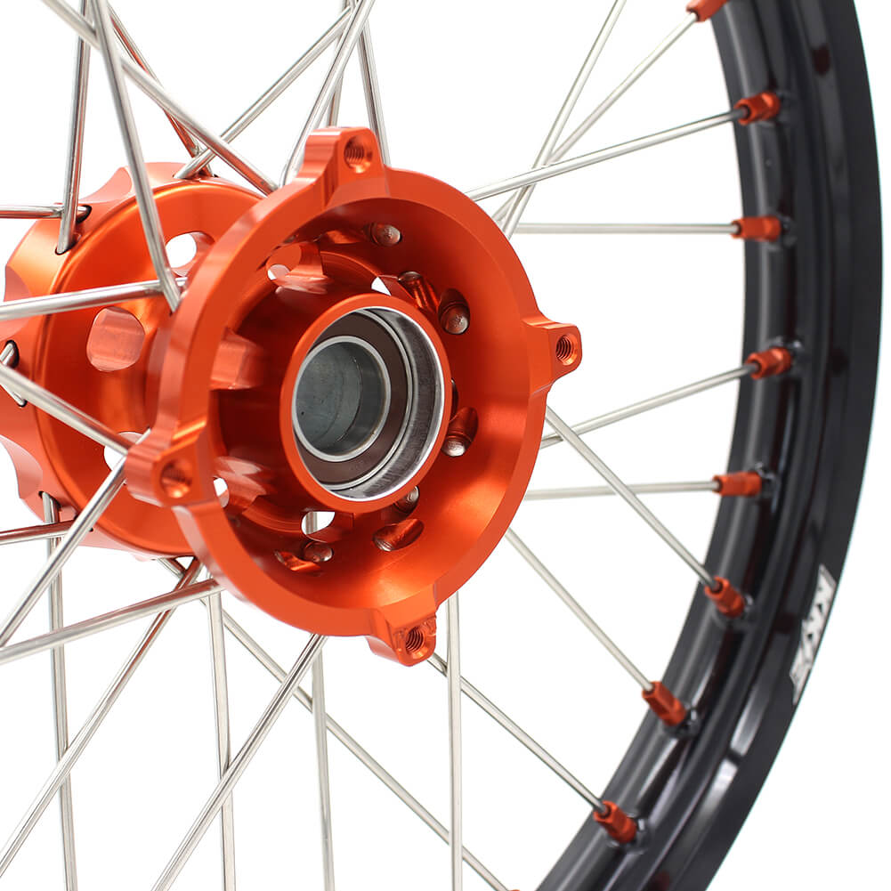 KKE 17/14 KID'S SMALL WHEELS RIMS SET FIT KTM85 SX 2003-2018 MINI BIKE ORANGE CNC HUB AND NIPPLE - KKE Racing