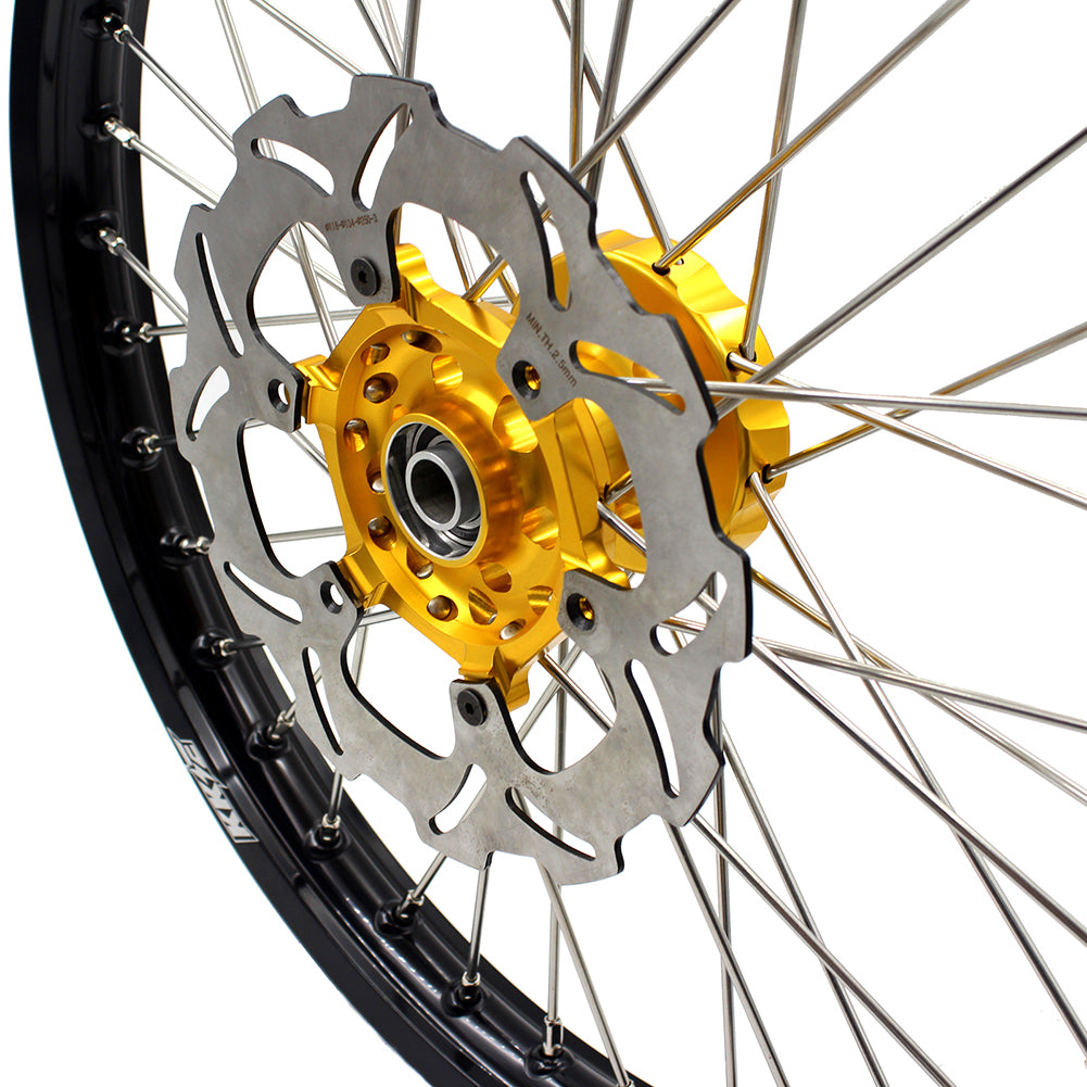 KKE 21" & 19" MX WHEELS RIMS SET FOR SUZUKI RMZ250 2007-2019 RMZ450 2005-2019 GOLD CNC HUBS OFF ROAD MOTORCYCLE RIMS - KKE Racing