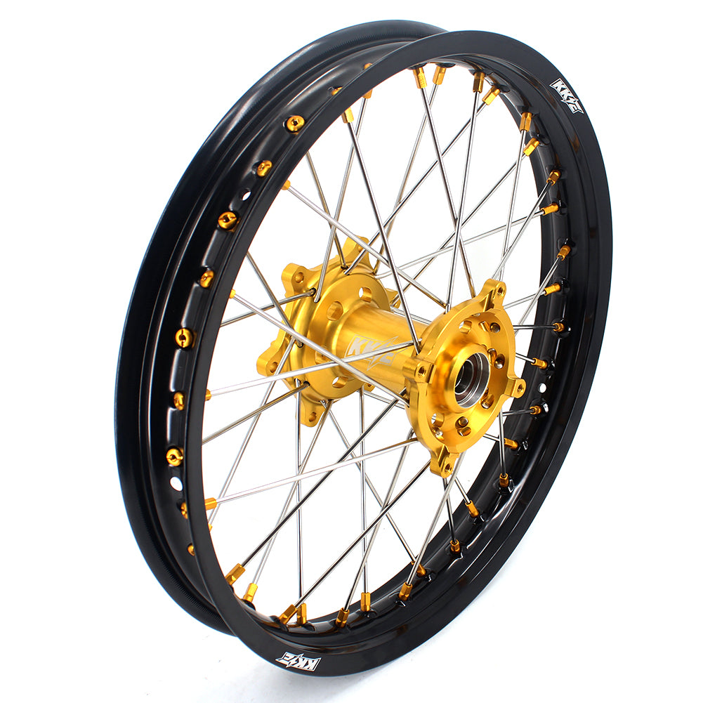 KKE 21 & 19 MX Rims for Suzuki RMZ250 2007-2024 RMZ450 2005-2024 Gold Nipple