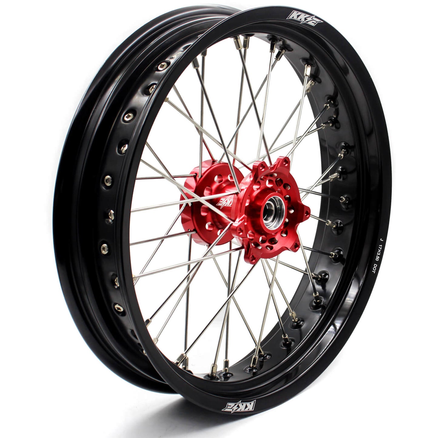 KKE 3.5/4.25 SUPERMOTO WHEELS SET FOR HONDA CRF250R 2004-2013 CRF450R 2002-2012 RED HUB - KKE Racing