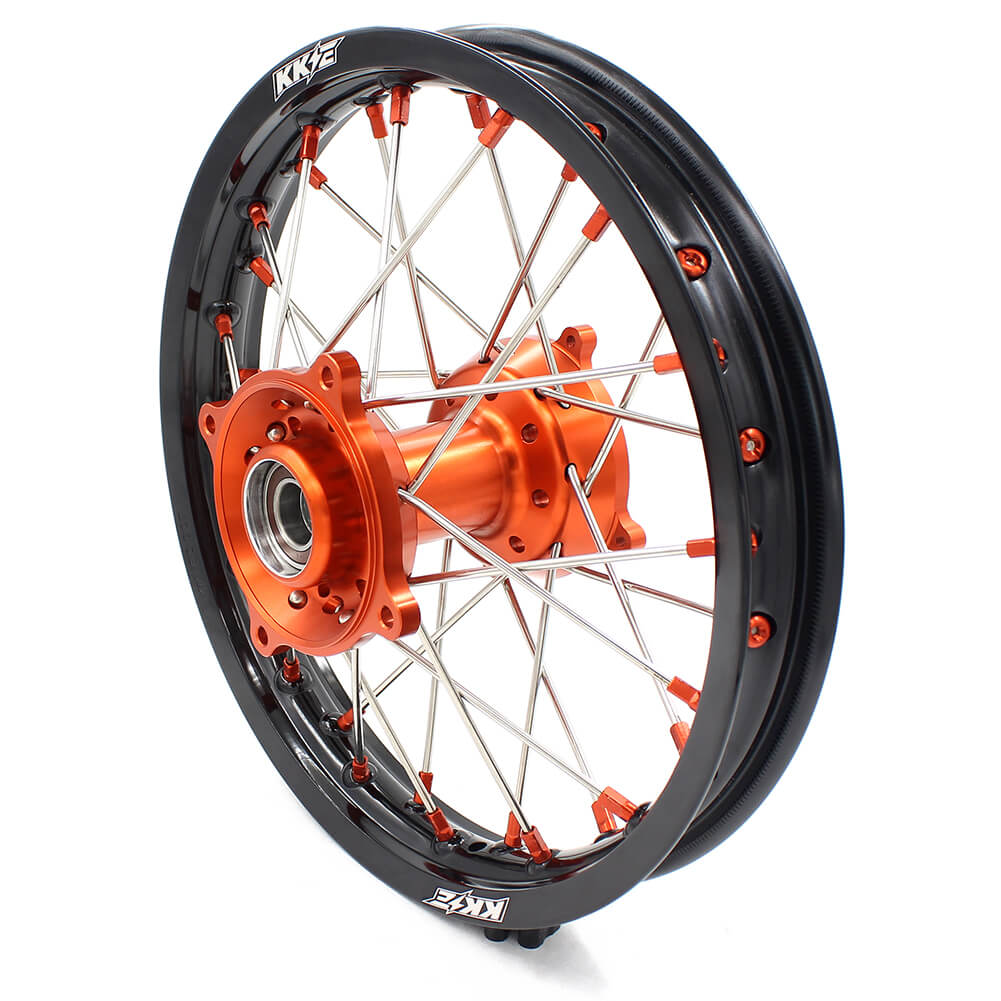 KKE 17/14 KID'S SMALL WHEELS RIMS SET FIT KTM85 SX 2003-2018 MINI BIKE ORANGE CNC HUB AND NIPPLE - KKE Racing