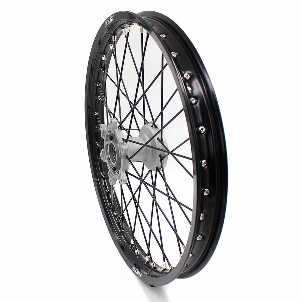 KKE CASTING 21/19 MX WHEELS SET FIT YAMAHA YZ125 YZ250 YZ250F YZ450F SILVER HUB BLACK RIM - KKE Racing
