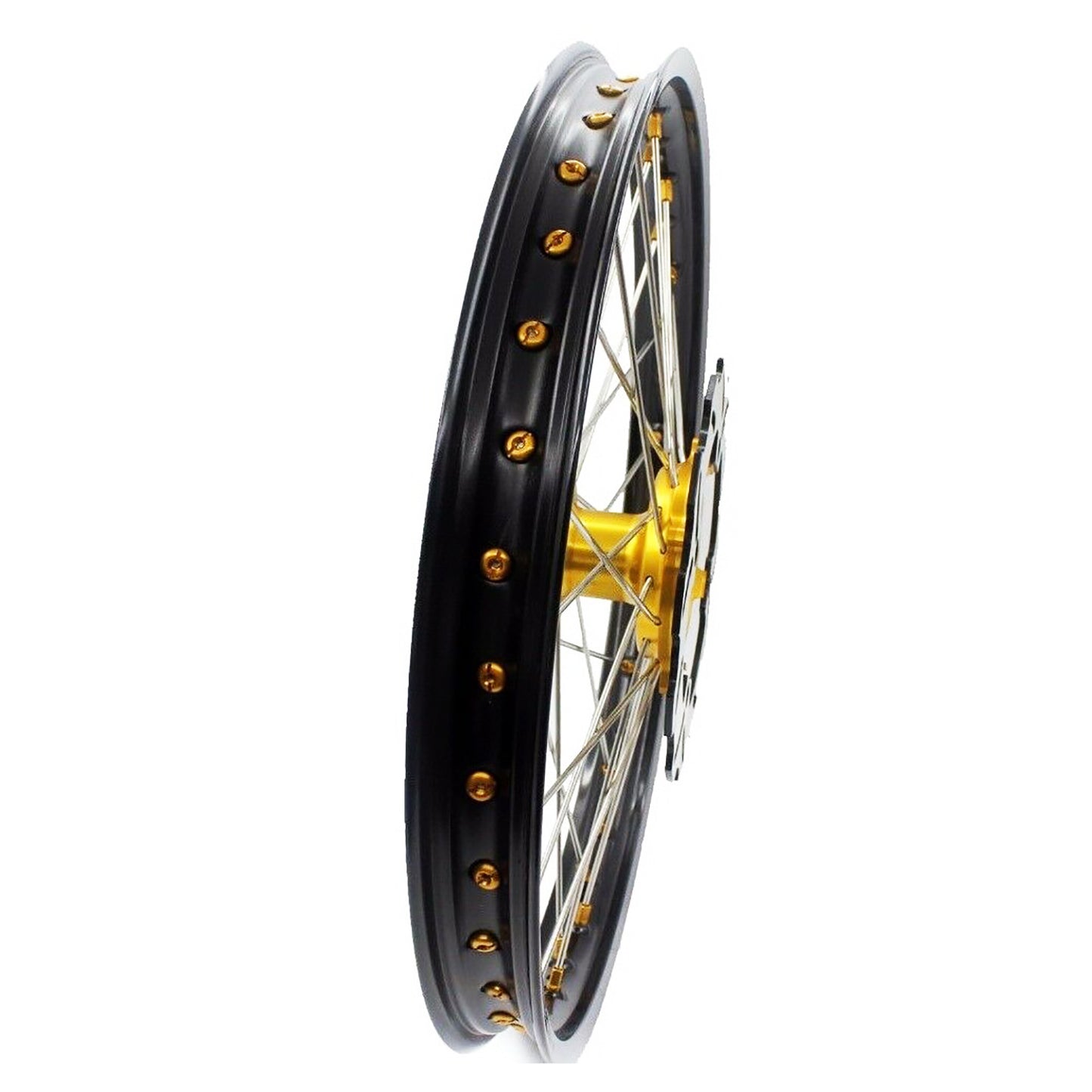 KKE 21 & 19 MX wheels rims set for Suzuki rmz250 07-19 rmz450 05-19 gold nipple silver spoke - KKE Racing