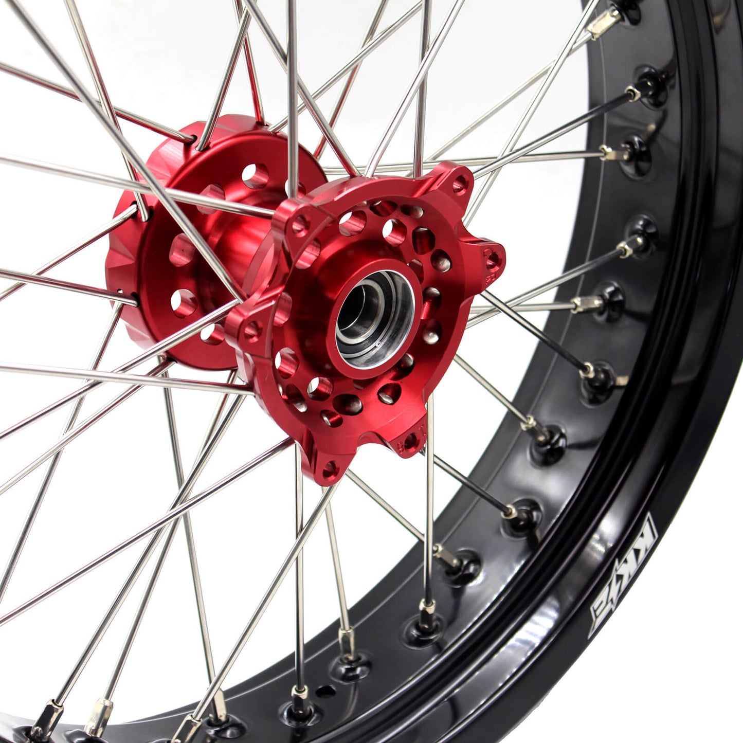 KKE 3.5/4.25 SUPERMOTO WHEELS SET FOR HONDA CRF250R 2004-2013 CRF450R 2002-2012 RED HUB - KKE Racing