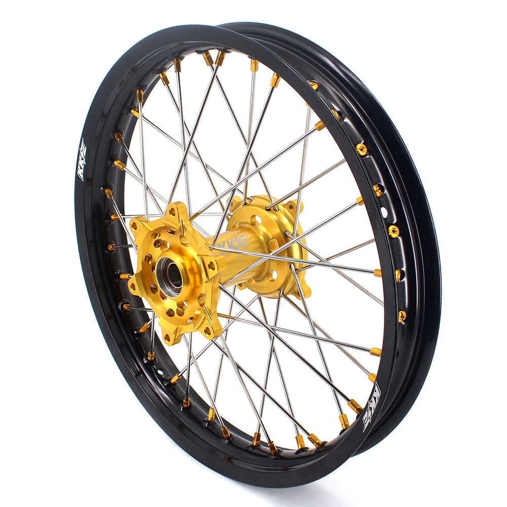 KKE 21 & 19 MX Rims for Suzuki RMZ250 2007-2024 RMZ450 2005-2024 Gold Nipple