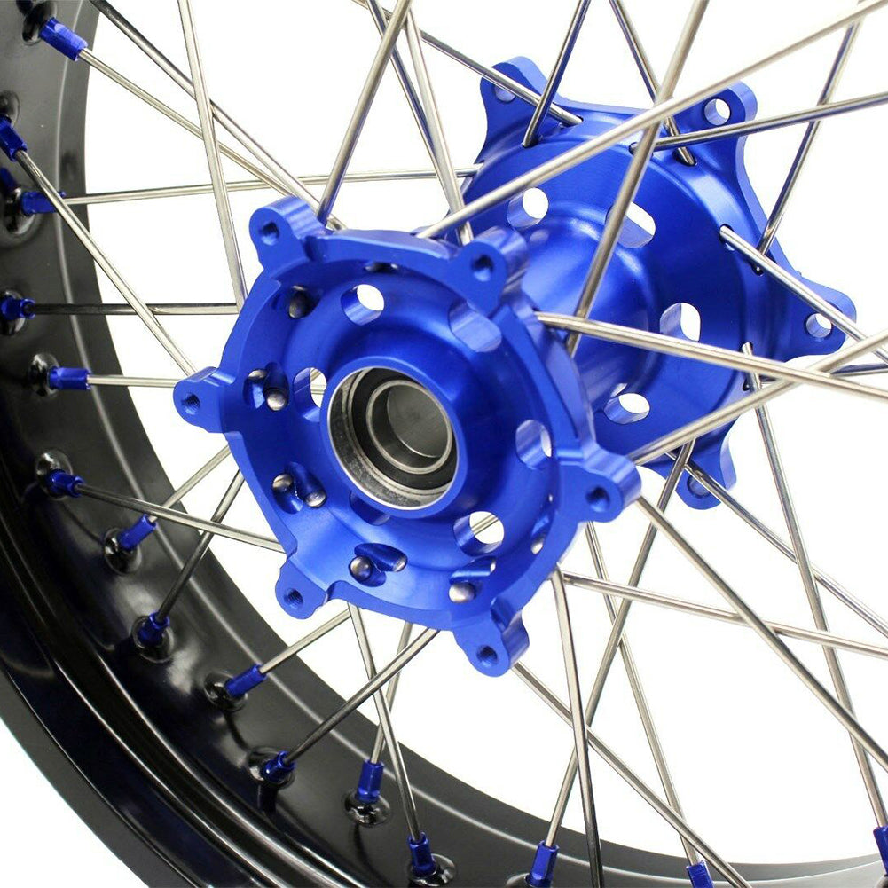 KKE 3.5 & 4.25 Supemrot Wheels Rims for Yamaha YZ125 YZ250 YZ250F YZ450F YZ250X Blue Nipples