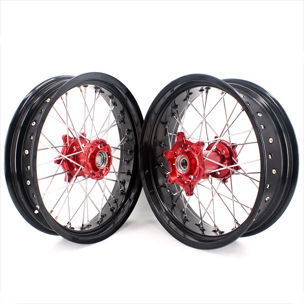 KKE 3.5 & 4.25 Supermoto Motard Wheels Rims for BETA RR 2013-2022 Red Hubs