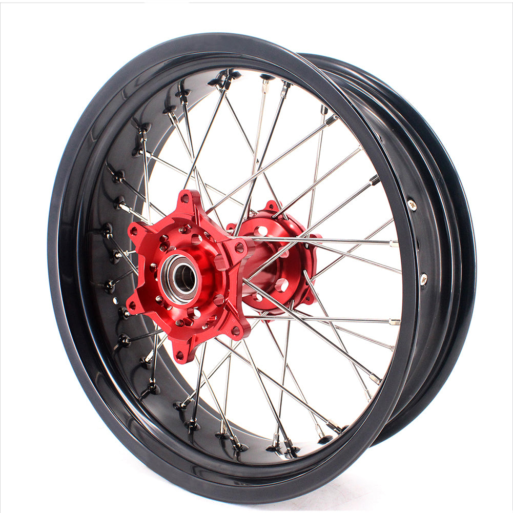 KKE 3.5 & 4.25 Supermoto Motard Wheels Rims for BETA RR 2013-2022 Red Hubs