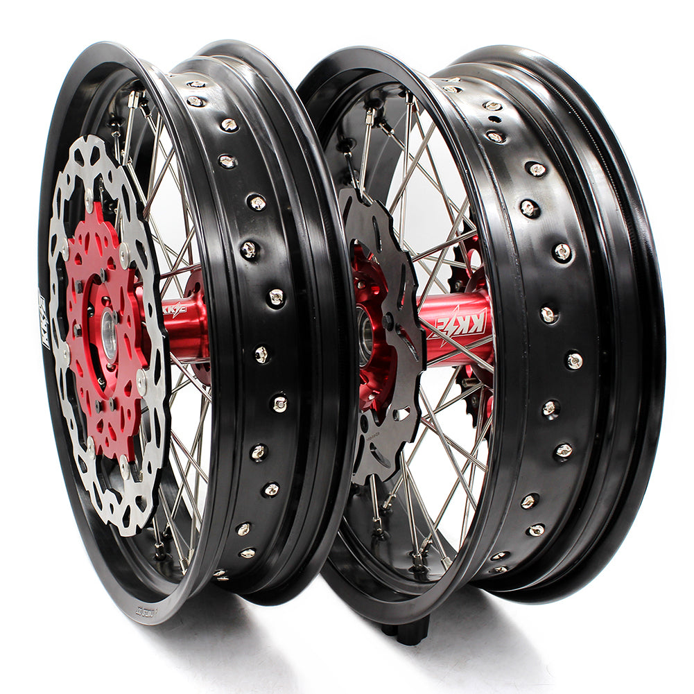 KKE 3.5*16.5 & 5.0*17 Supermoto Wheels Set for Honda CRF250R 2014-2025 CRF450R 2013-2025