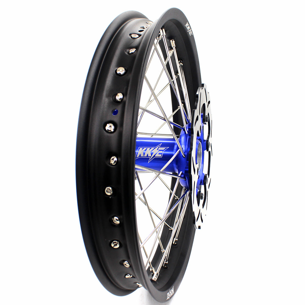 KKE 21 & 18 Enduro Wheels Set for SUZUKI DRZ400 00-04 DRZ400E 00-07 DRZ400S 00-18 Blue CNC Hub Black Rims - KKE Racing