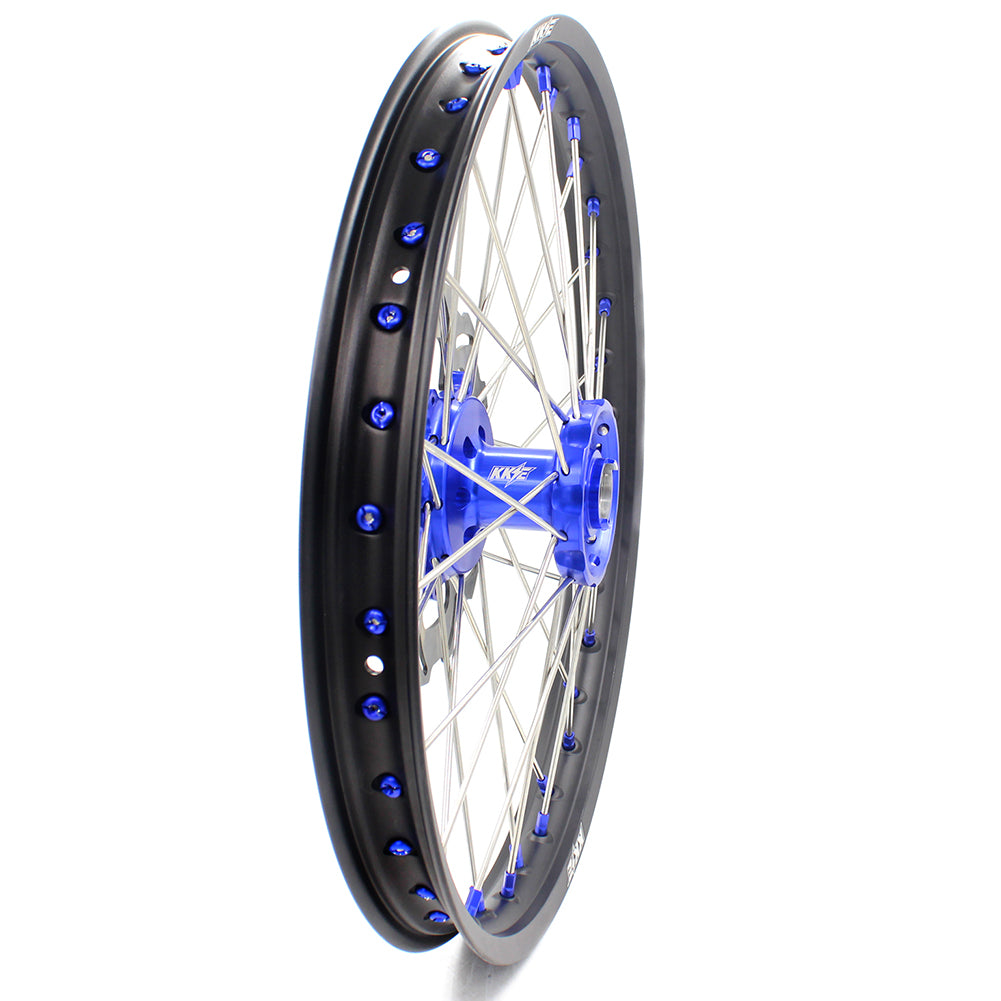 KKE 1.6*21 2.15*18 Enduro Wheels Set for SUZUKI DRZ400 00-04 DRZ400E 00-07 DRZ400S 00-18 Blue Nipple Black Spoke - KKE Racing