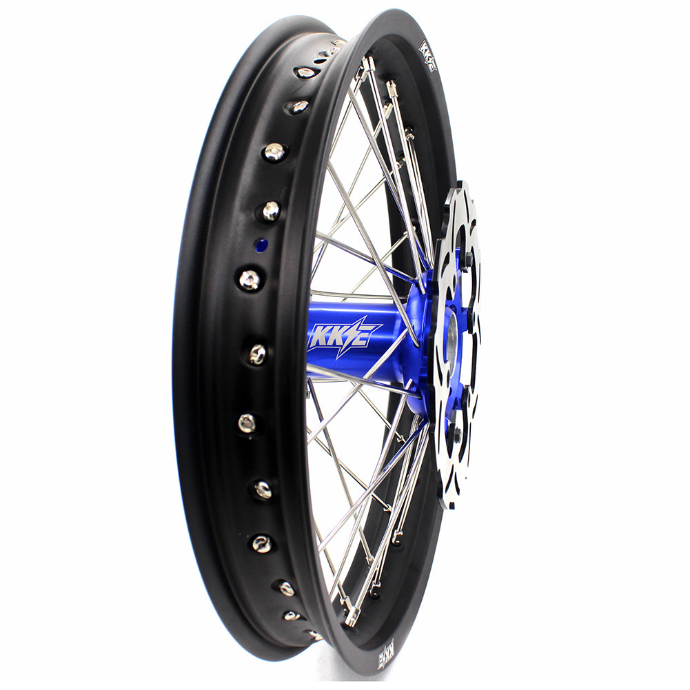 KKE 21 & 18 Spoked Enduro Wheels Set for SUZUKI DRZ400SM 05-18 Blue Hub Off Road Motorcycle Black Rims - KKE Racing