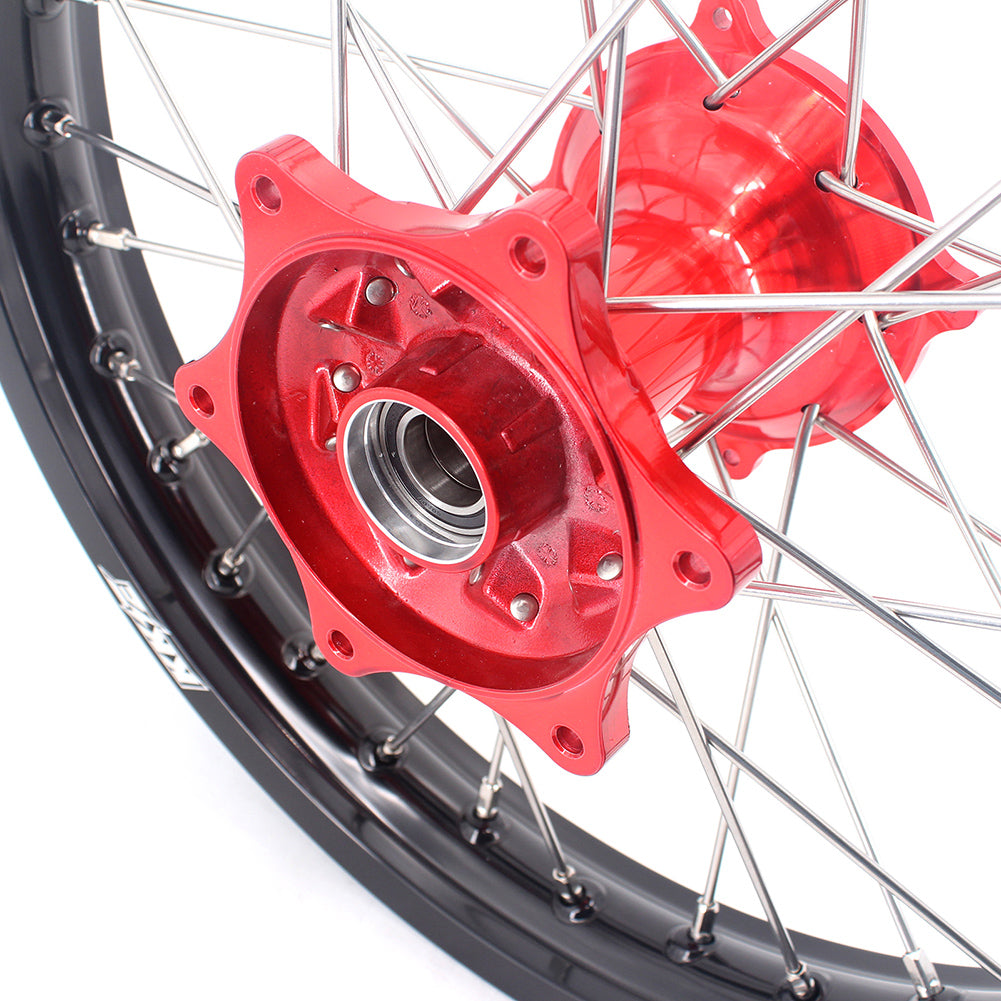 KKE 21 & 18 Casting Enduro Wheels for Honda CRF250R 04-13 CRF450R 02-12 Red