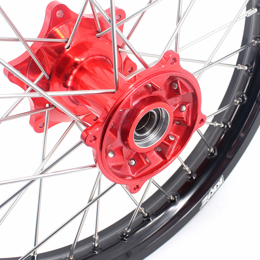 KKE 21 & 18 Casting Enduro Wheels for Honda CRF250R 04-13 CRF450R 02-12 Red