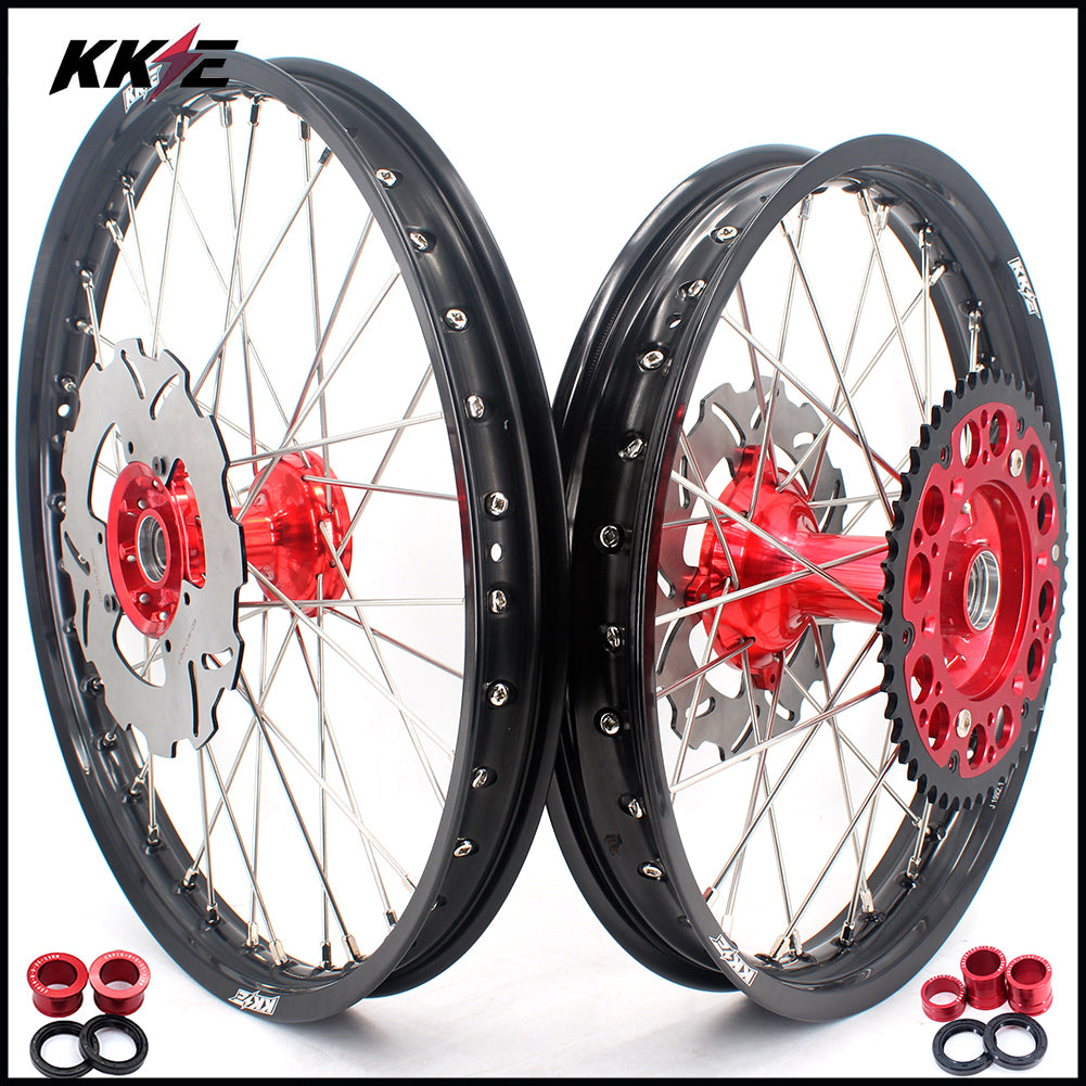 KKE 21 & 18 Casting Enduro Wheels Rims for Honda CR125R CR250R 2000-2013 Red