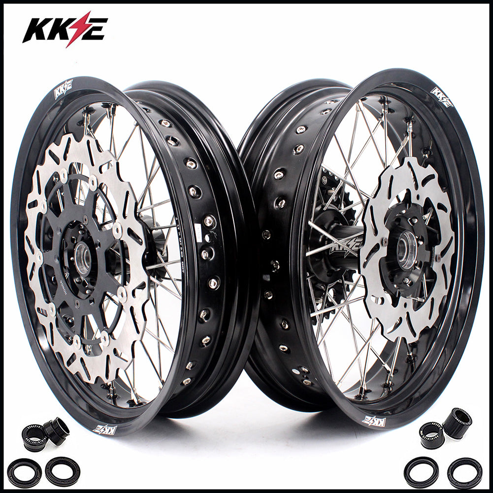 KKE 17 Inch Supermoto Rims for Honda CRF250R 04-13 CRF450R 02-12 Black