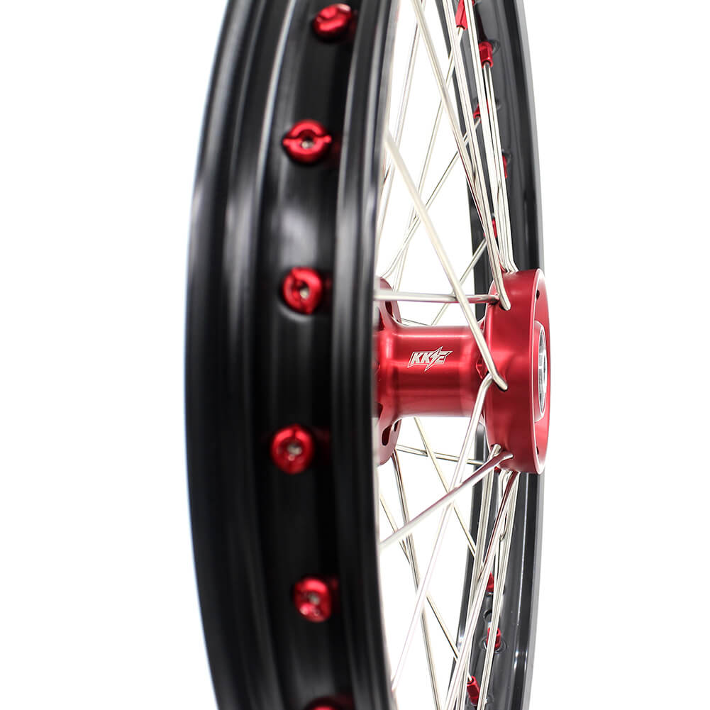 KKE 17 & 14 Kids Wheels Rims For HONDA CRF150R CRF150RB 2007-2025 Red Alloy Nipple