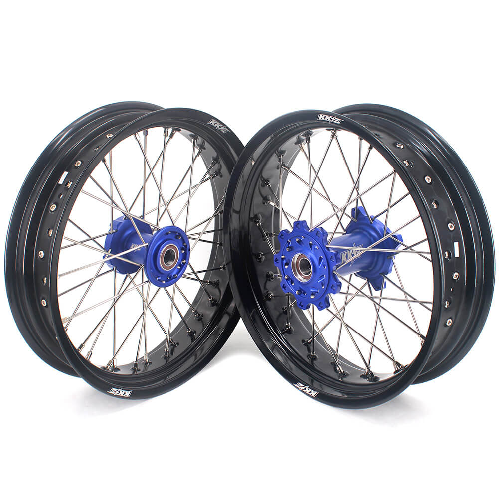 KKE 3.5*16.5 & 5.0*17 Supermoto Wheels for TM EN MX SMR 125-300 Blue Hub
