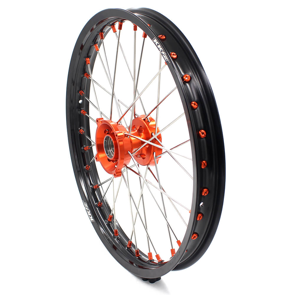 KKE 19in. 16in. Kid's Big Wheels Spoked Rims Fit KTM SX 85 2003-2020 Orange Nipples