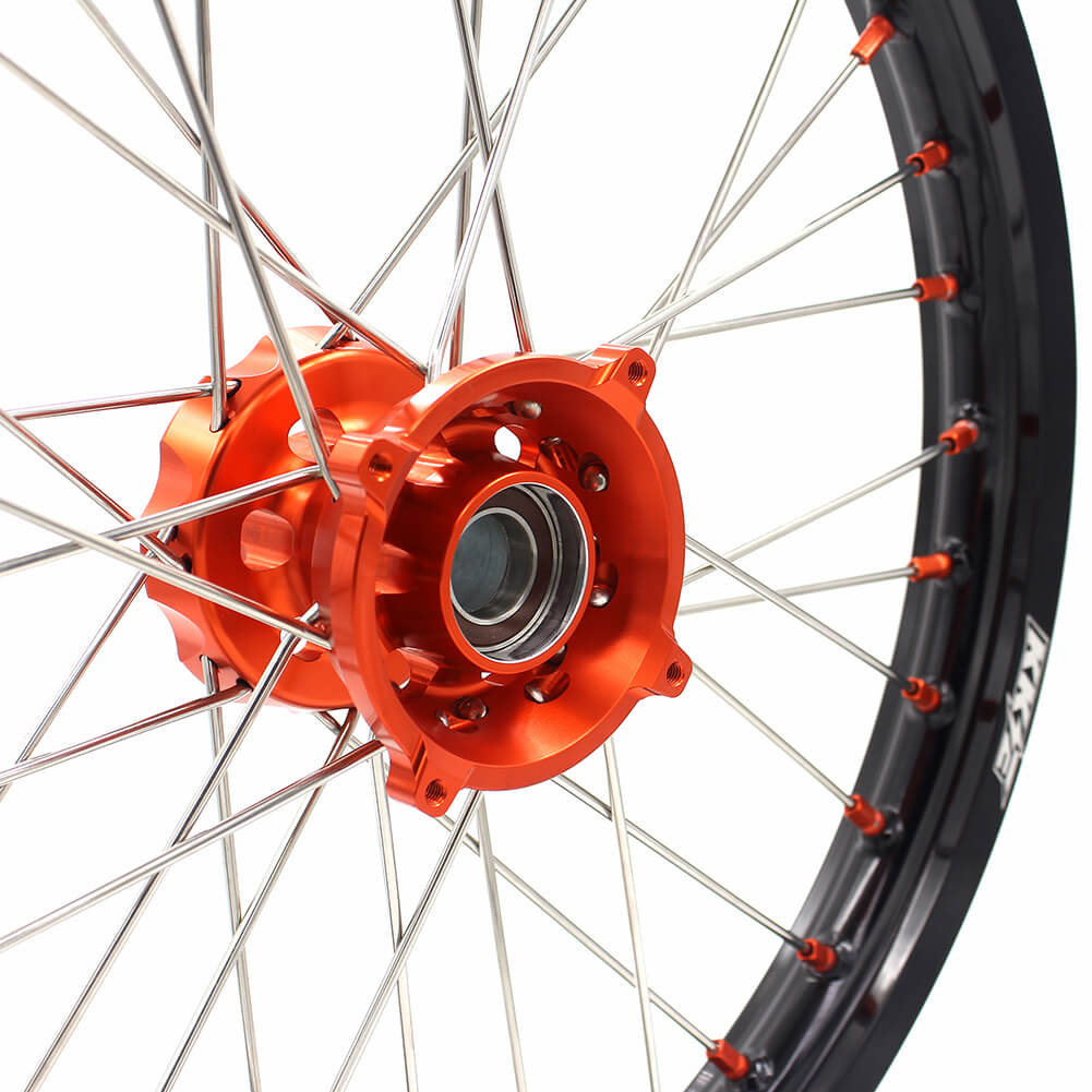 KKE 19in. 16in. Kid's Big Wheels Spoked Rims Fit KTM SX 85 2003-2020 Orange Nipples
