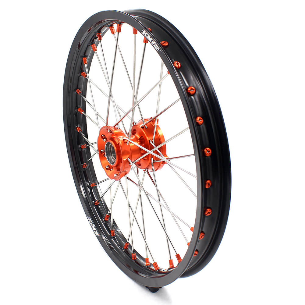 KKE 19in. 16in. Kid's Big Wheels Spoked Rims Fit KTM SX 85 2003-2020 Orange Nipples