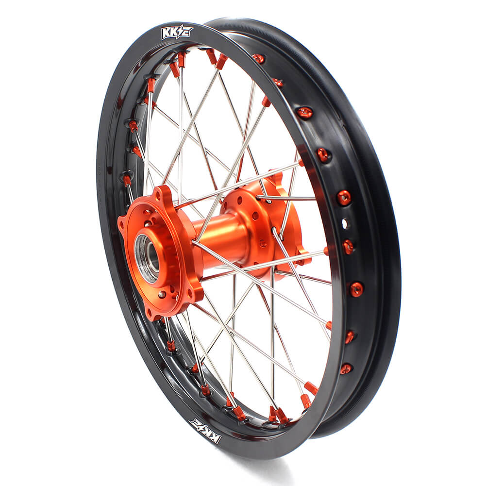 KKE 19in. 16in. Kid's Big Wheels Spoked Rims Fit KTM SX 85 2003-2020 Orange Nipples
