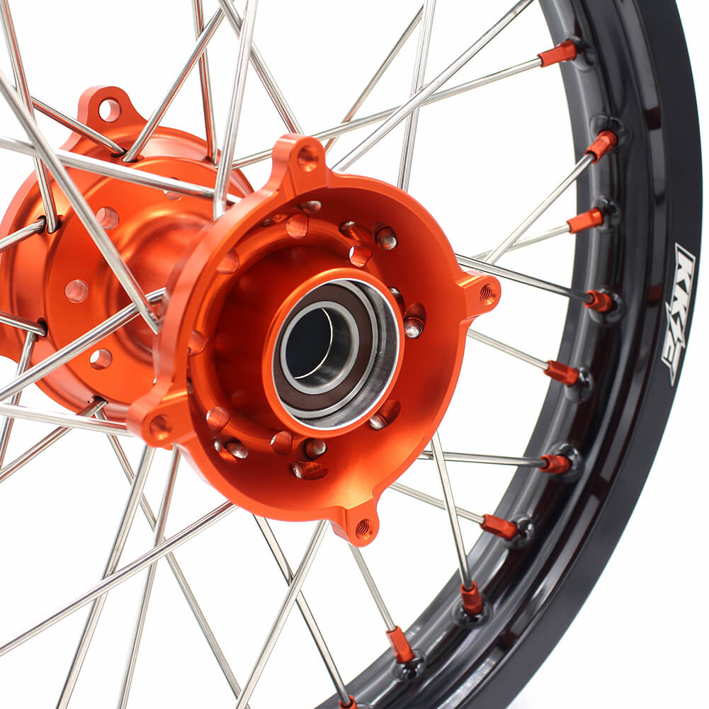 KKE 19in. 16in. Kid's Big Wheels Spoked Rims Fit KTM SX 85 2003-2020 Orange Nipples
