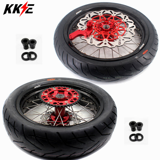 KKE 3.5/4.25*17inch Supermoto Wheels Tires For HONDA XR400R XR600R Discs