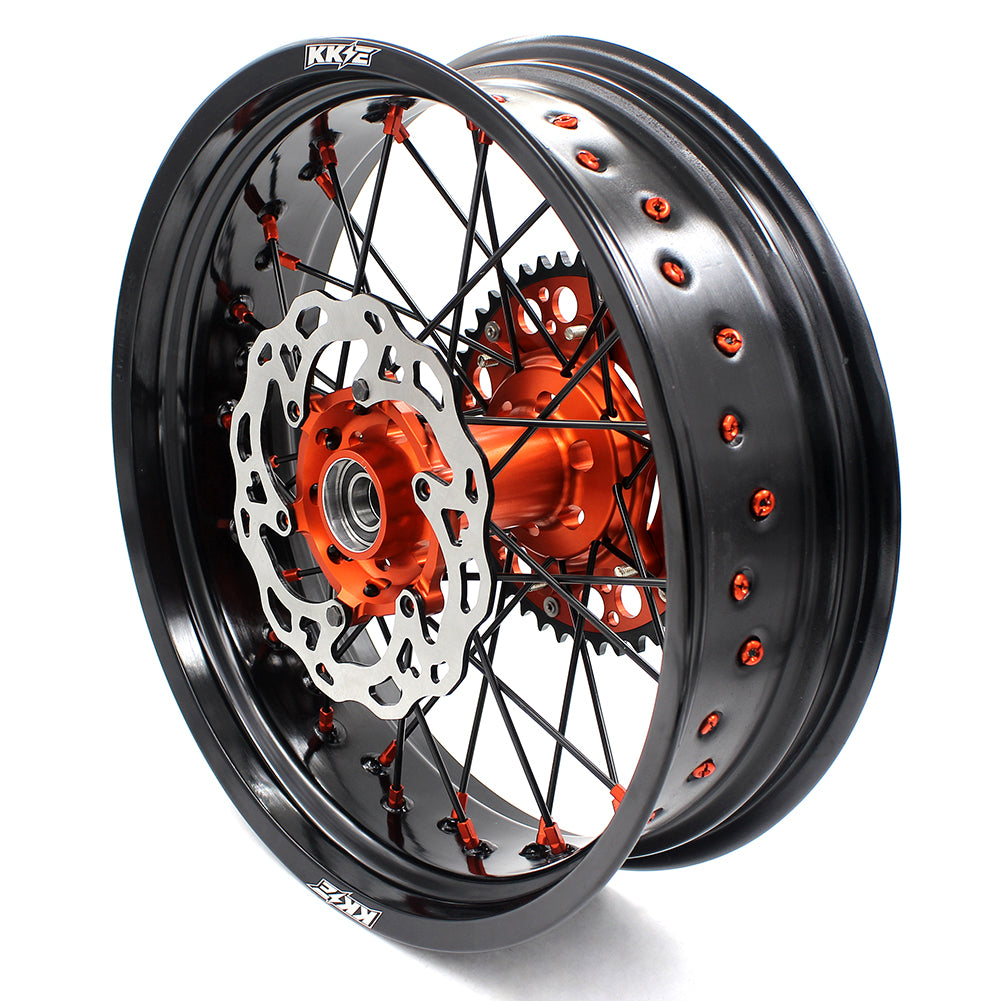 KKE 3.5 & 5.0 Supermoto Wheels for KTM SX SX-F XC XC-F EXC 2003-2022 Orange Black