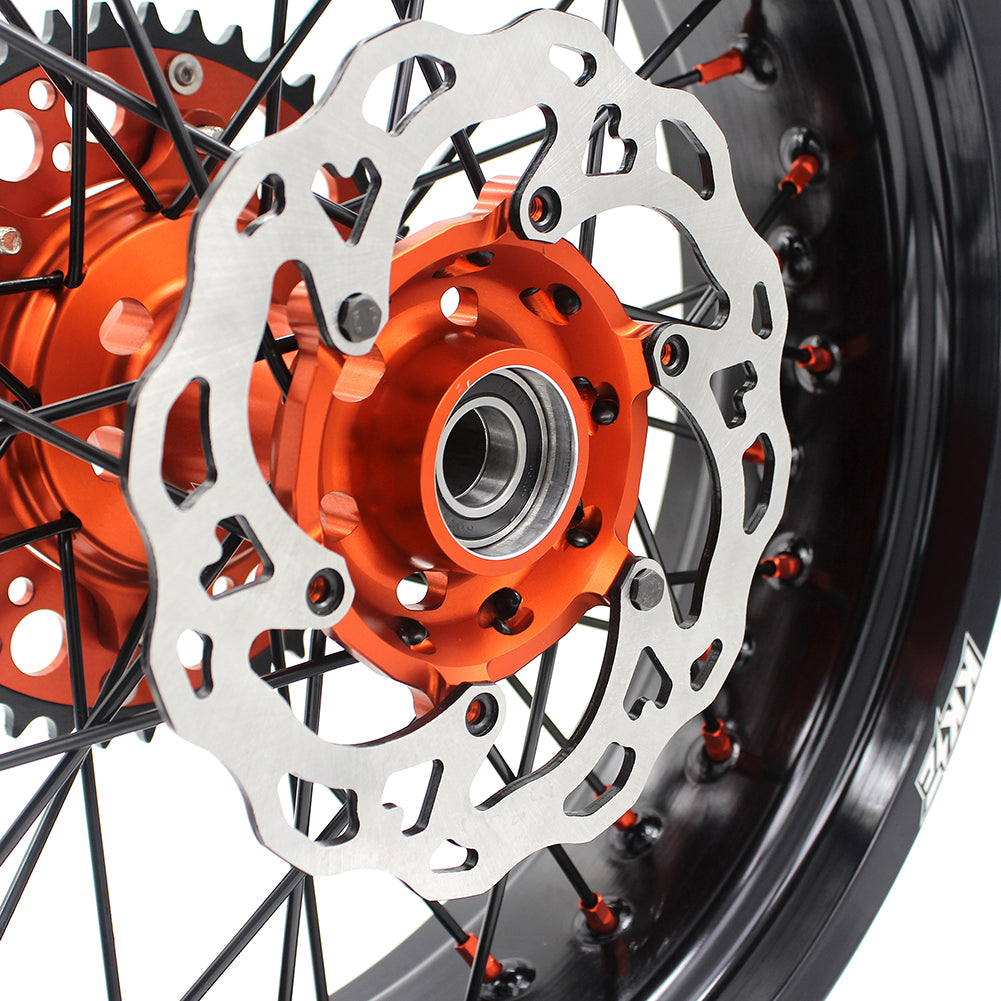 KKE 3.5 & 5.0 Supermoto Wheels for KTM SX SX-F XC XC-F EXC 2003-2022 Orange Black