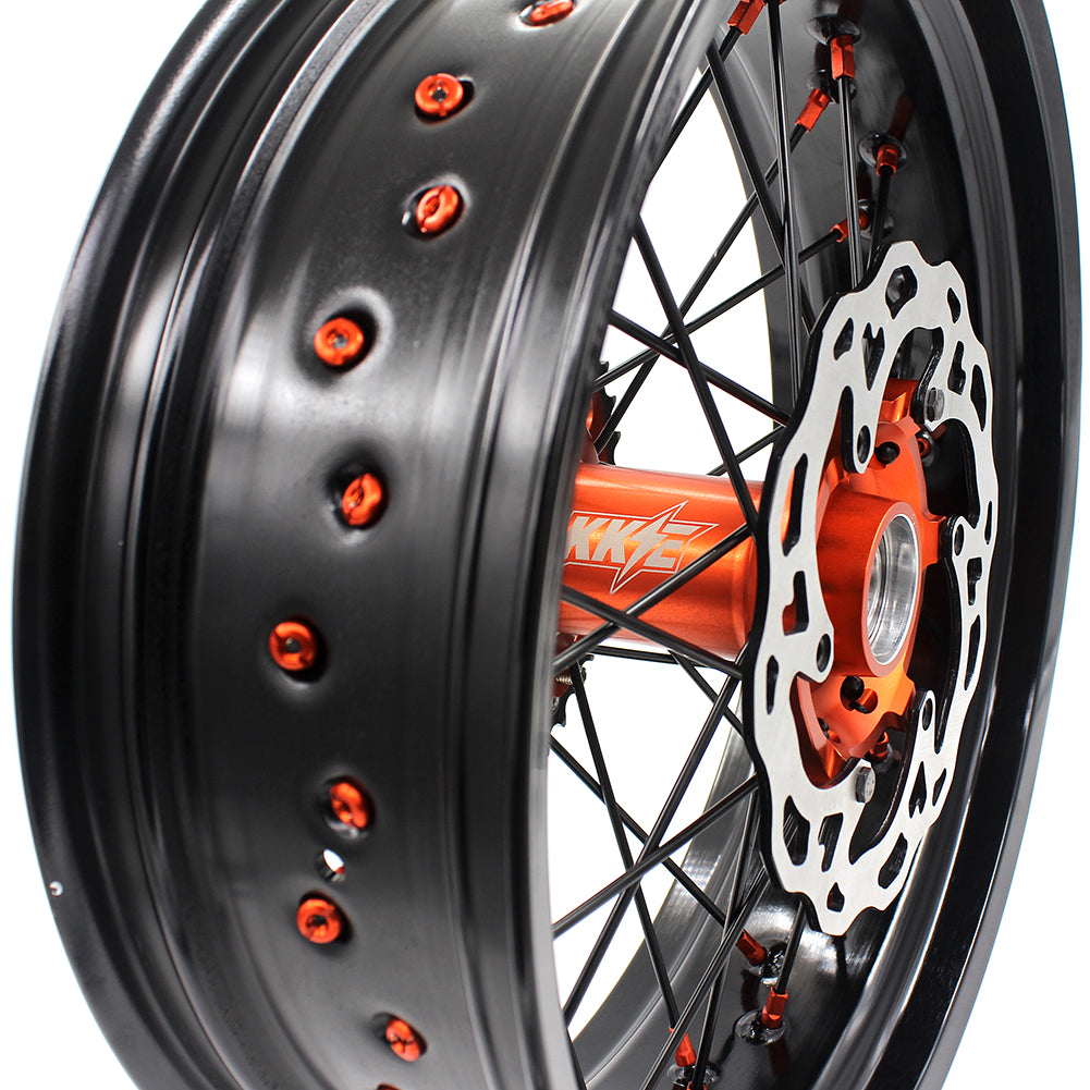 KKE 3.5 & 5.0 Supermoto Wheels for KTM SX SX-F XC XC-F EXC 2003-2022 Orange Black