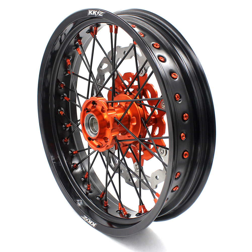 KKE 3.5 & 5.0 Supermoto Wheels for KTM SX SX-F XC XC-F EXC 2003-2022 Orange Black