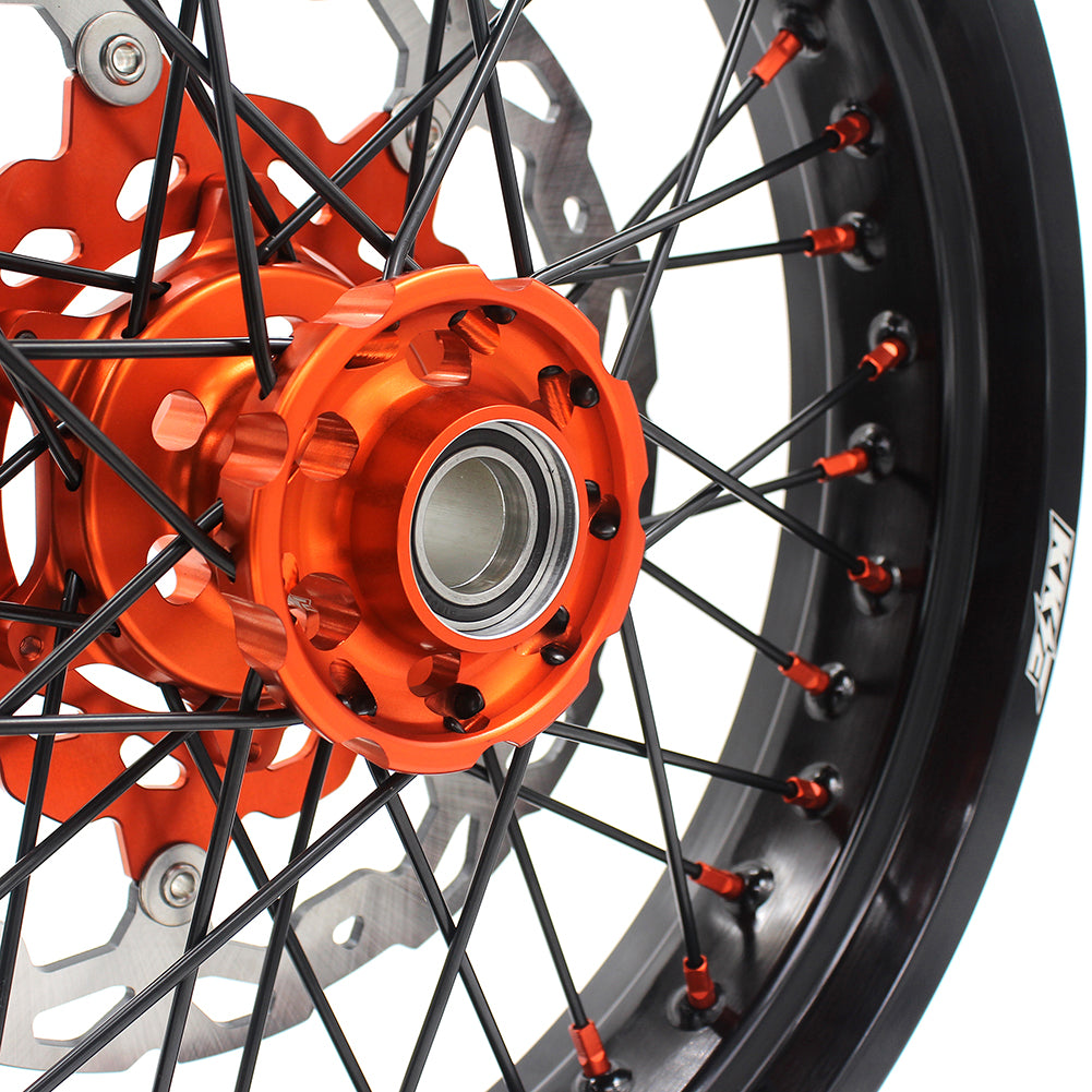 KKE 3.5 & 5.0 Supermoto Wheels for KTM SX SX-F XC XC-F EXC 2003-2022 Orange Black
