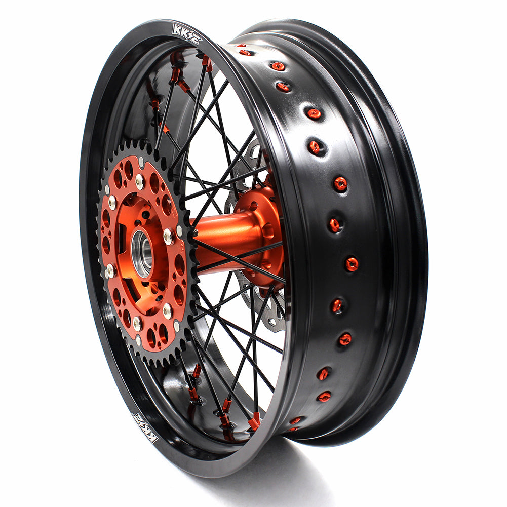 KKE 3.5 & 5.0 Supermoto Wheels for KTM SX SX-F XC XC-F EXC 2003-2022 Orange Black