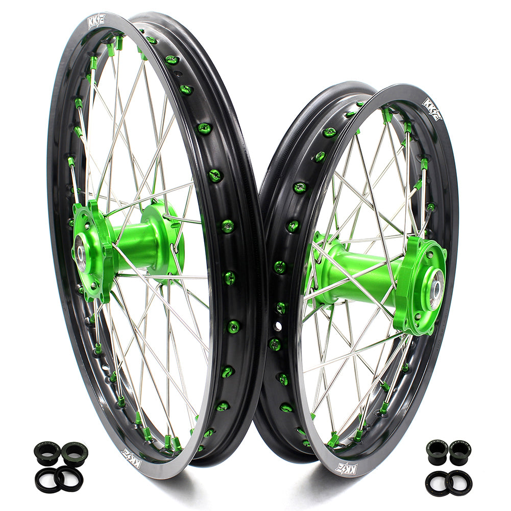 KKE 17/14 For KAWASAKI KX85 KX80 KX100 KLX140/L Big Kid's Wheels Rim Green Nipples