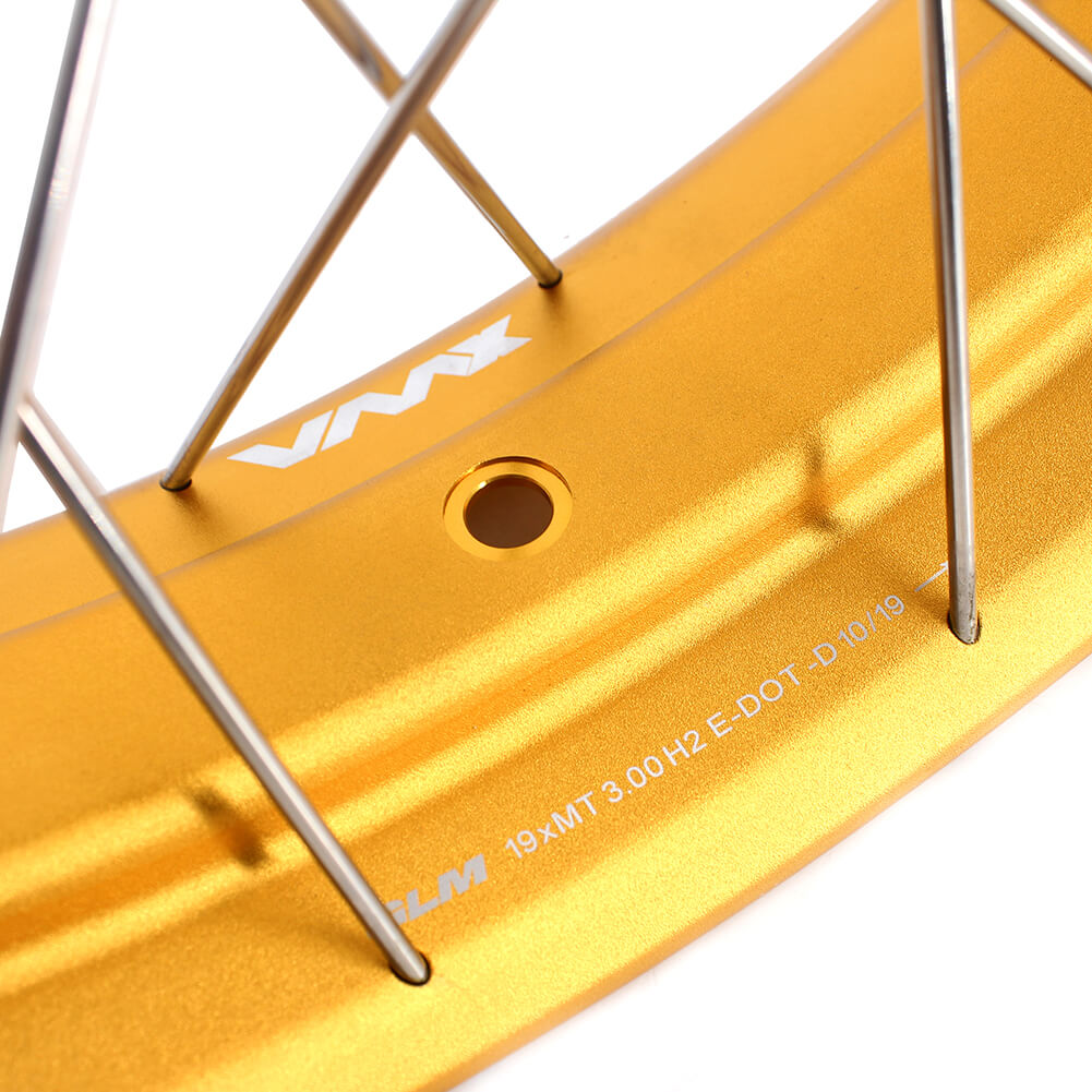 VMX-Racing 21/18 Tubeless Rims Fit Honda Africa Twin CRF1000L 2016-2020 Red Hub & Gold Rim