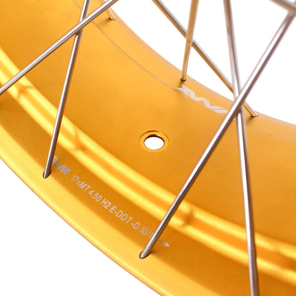 VMX 19inch & 17inch Tubeless Spoked Wheels For BMW R1200GS 2013-2020 R1250GS 2019-2023 Gold Hub & Rim